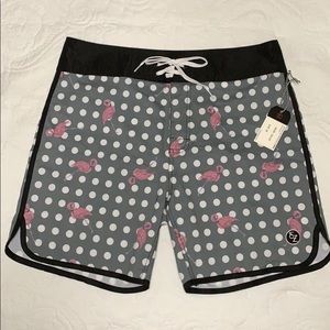 Ezekiel Mens Board Shorts Flamingo Pattern